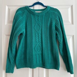 Vintage Fisherman Teal Cable Knit Women's Sweater